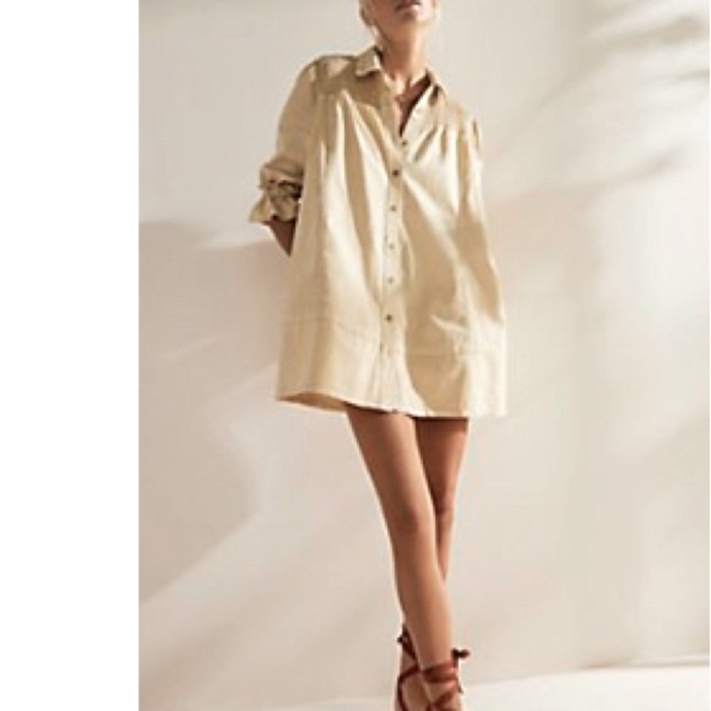 Free People Venessa Denim Tunic in Ecru.